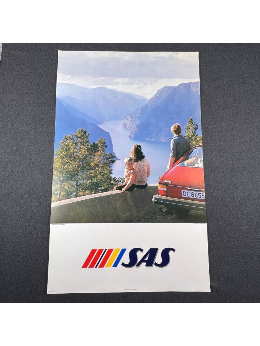 SAS AIRLINES SCANDINAVIA Norway Aurlandsfjord Travel poster 1970s